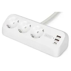 Listwa zasilająca biurkowa DIGITUS 3 gniazda Schuko, 2x USB-A (2x 12W), 1x