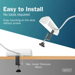 Listwa zasilająca biurkowa DIGITUS 3 gniazda Schuko, 2x USB-A (2x 12W), 1x