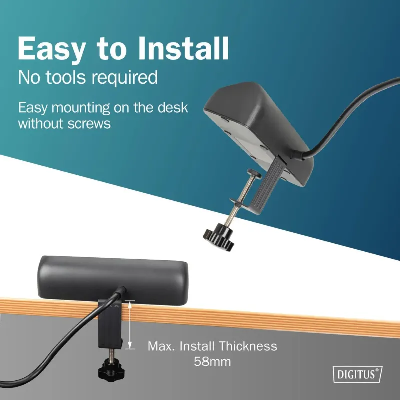 Listwa zasilająca biurkowa DIGITUS 3 gniazda Schuko, 2x USB-A (2x 12W), 1x