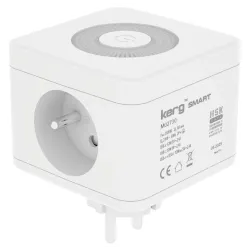 Kostka zasilająca KERG 2-gniazdowa + ładowarka USB-A+USB-C + lampka LED