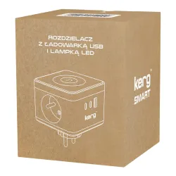 Kostka zasilająca KERG 2-gniazdowa + ładowarka USB-A+USB-C + lampka LED