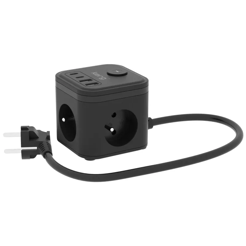 Kostka zasilająca KERG 3-gniazdowa + ładowarka USB-A+USB-C 1,5m 3×1,5mm2