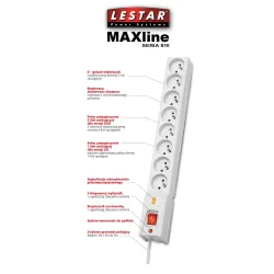 Listwa zasilająca Lestar LX 810 1,5m czarna | PartsPC.pl