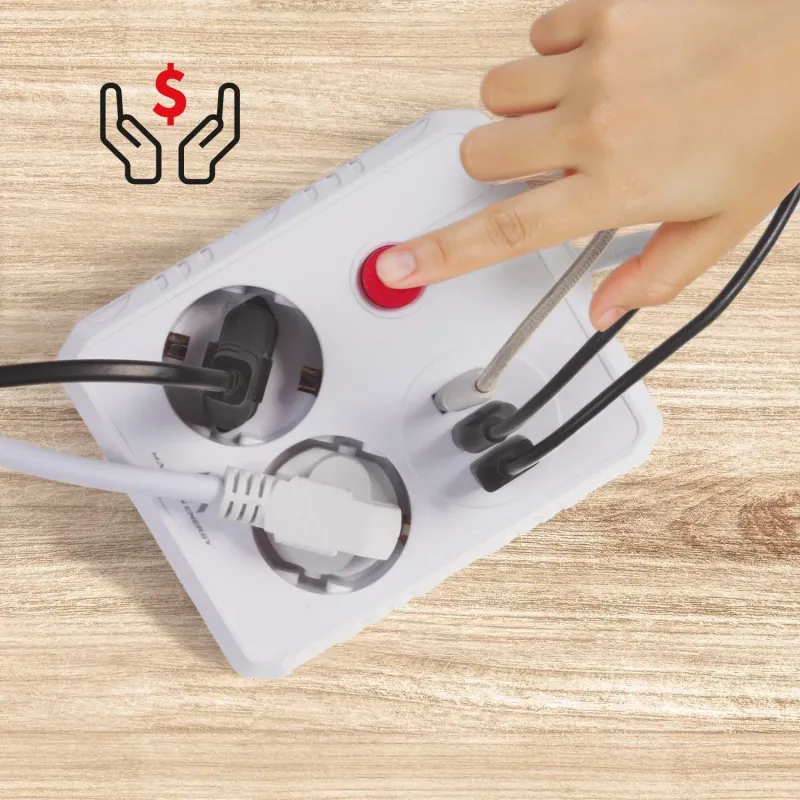 Listwa zasilająca Maclean MCE388 W, przedłużacz 2 gniazda + 3xUSB, 110-240V