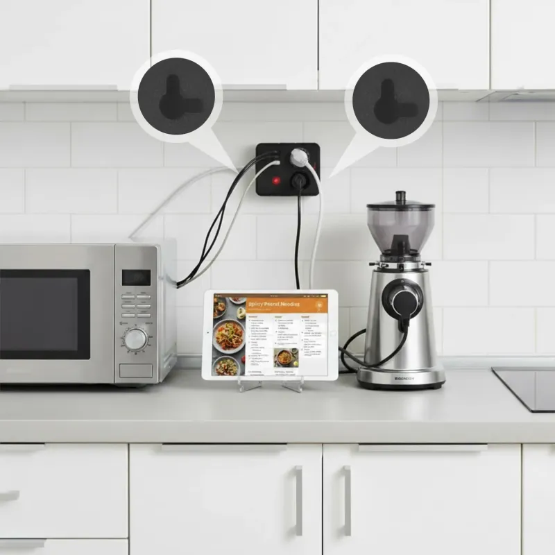 Listwa zasilająca Maclean MCE388 B, przedłużacz 2 gniazda + 3xUSB, 110-240V