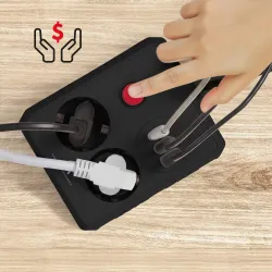 Listwa zasilająca Maclean MCE388 B, przedłużacz 2 gniazda + 3xUSB, 110-240V