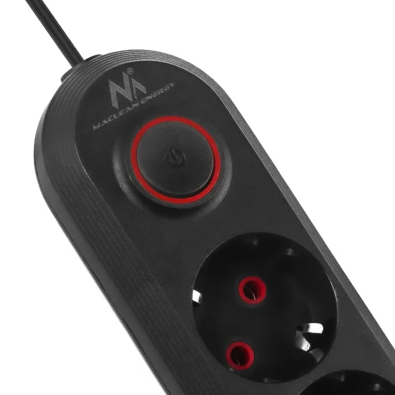 Listwa zasilająca Maclean MCE394 B, przedłużacz 3gniazda + 3xUSB, 110-240V