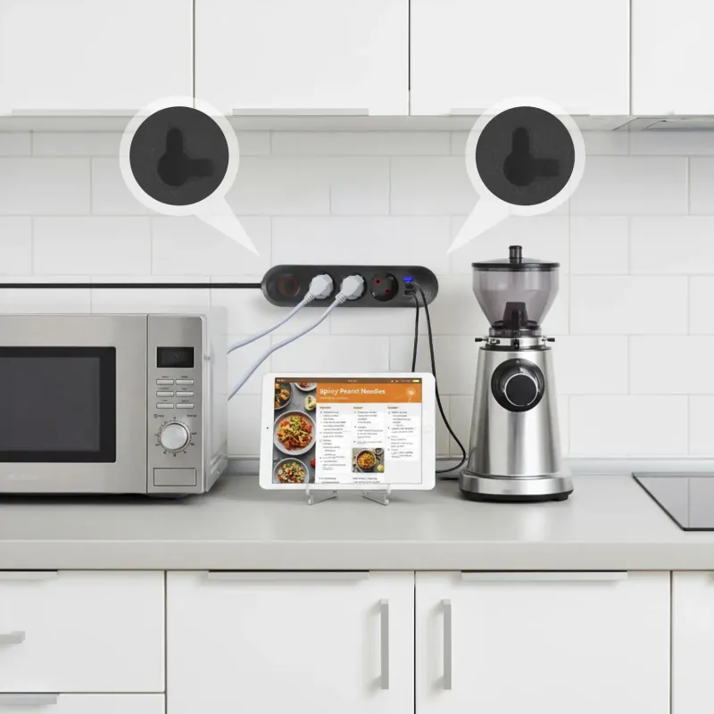 Listwa zasilająca Maclean MCE394 B, przedłużacz 3gniazda + 3xUSB, 110-240V