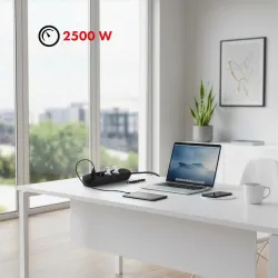 Listwa zasilająca Maclean MCE394 B, przedłużacz 3gniazda + 3xUSB, 110-240V