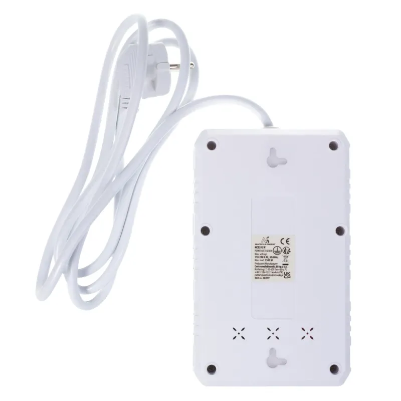 Listwa zasilająca Maclean MCE392 W, przedłużacz 4 gniazda + 3xUSB, 110-240V