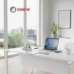 Listwa zasilająca Maclean MCE392 W, przedłużacz 4 gniazda + 3xUSB, 110-240V