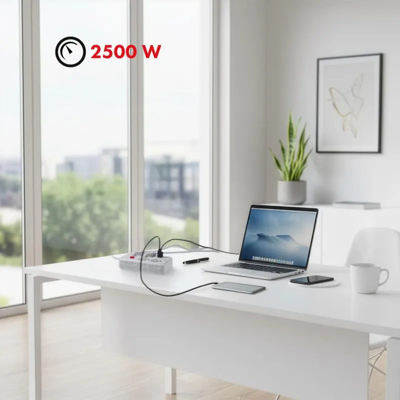 Listwa zasilająca Maclean MCE392 W, przedłużacz 4 gniazda + 3xUSB, 110-240V