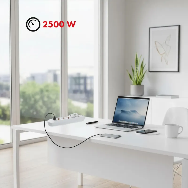 Listwa zasilająca Maclean MCE395 W, przedłużacz 5 gniazd + 3xUSB, 110-240V