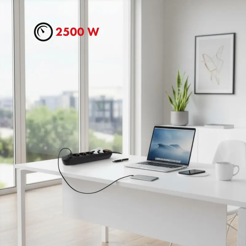 Listwa zasilająca Maclean MCE395 B, przedłużacz 5 gniazd | PartsPC.pl