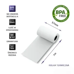 Rolka termiczna Qoltec 57x7 | 55g/m2 | 10szt