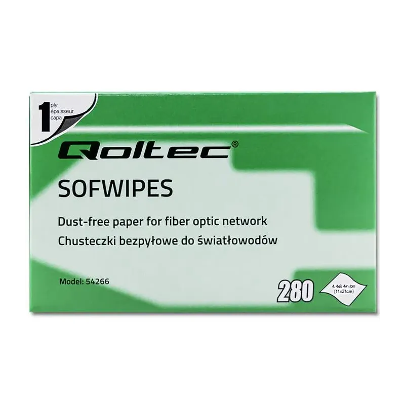 Chusteczki bezpyłowe QOLTEC do światłowodów
