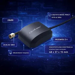 Antena GPS Qoltec GLONASS z podstawą magnetyczną | | PartsPC.pl