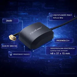 Antena GPS Qoltec GLONASS z podstawą magnetyczną | | PartsPC.pl