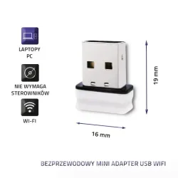 Adapter Mini Wi-Fi USB Qoltec Bezprzewodowy 150Mbps | PartsPC.pl