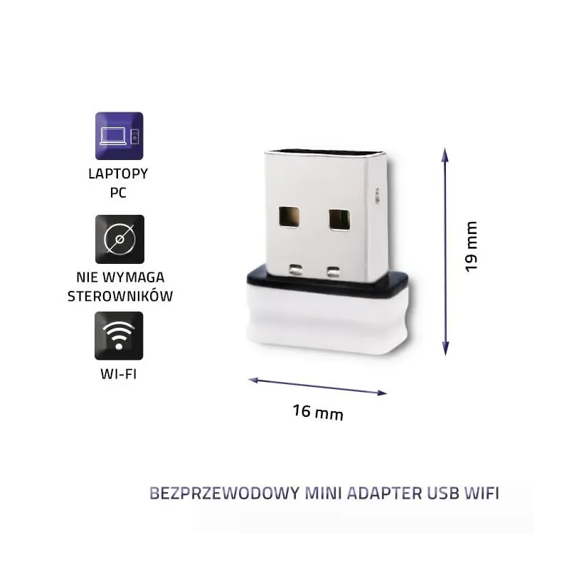 Adapter Mini Wi-Fi USB Qoltec Bezprzewodowy 150Mbps | PartsPC.pl