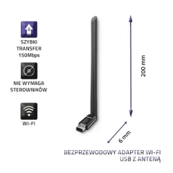 Adapter Qoltec Wi-Fi USB z anteną, bezprzewodowy | PartsPC.pl