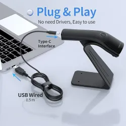 Czytnik kodów kreskowych Qoltec + stojak na skaner | 1D | USB