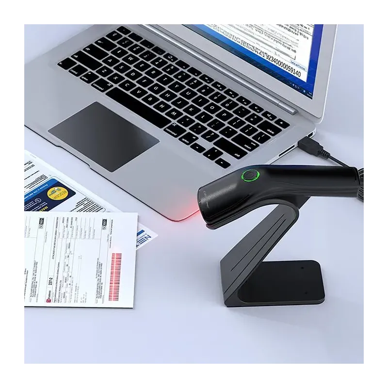 Czytnik kodów kreskowych Qoltec + stojak na skaner | 1D | USB