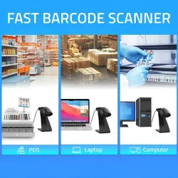 Czytnik kodów kreskowych Qoltec + stojak na skaner | 1D | USB