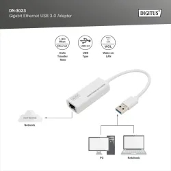Karta sieciowa DIGITUS DN-3023 USB RJ45 100/1000 Mbps | PartsPC.pl