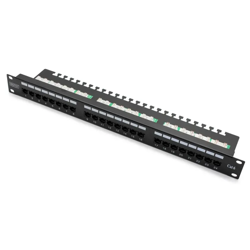 Patch panel DIGITUS 19" 24x RJ45 UTP kat. 6 1U z tacką | PartsPC.pl
