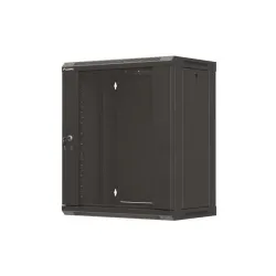 Szafa instalacyjna Rack wisząca 19" 12U 540x350 czarna Drzwi przeszklone