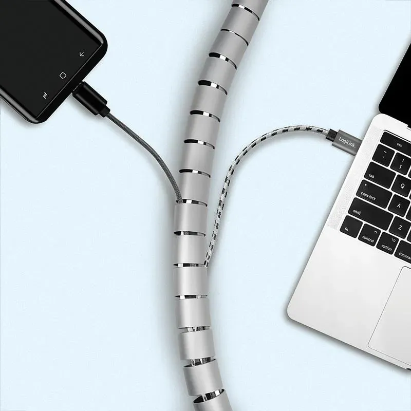 Organizer kabli LogiLink KAB0014 spiralny, 1.5m, srebrny