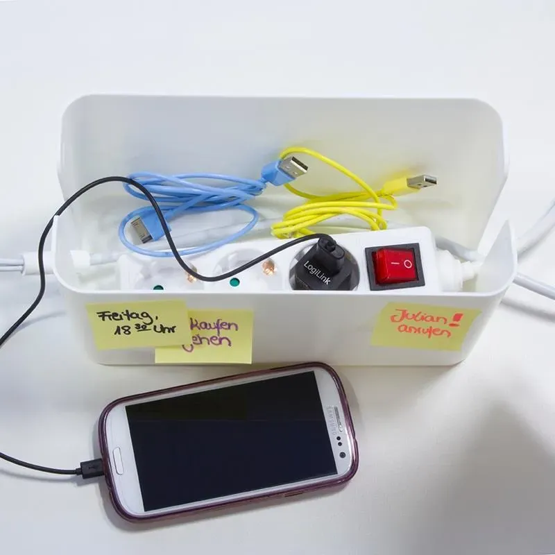 Organizer kabli LogiLink KAB0061 CableBox M, biały | PartsPC.pl