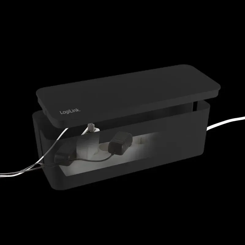Organizer kabli LogiLink KAB0062 CableBox L, czarny | PartsPC.pl