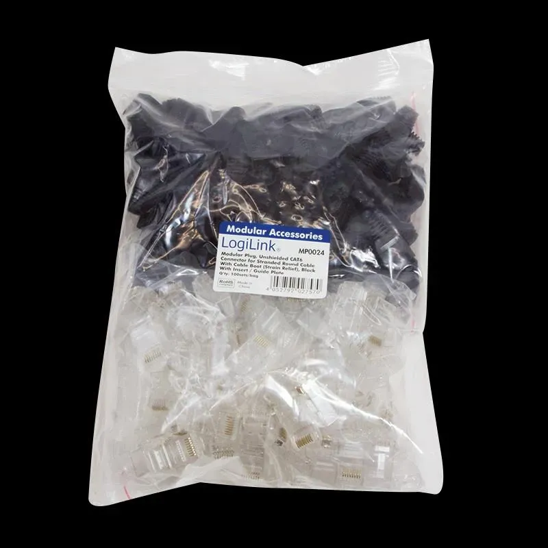 Wtyk RJ45 CAT.6 UTP LogiLink MP0024 z osłonką, szary | PartsPC.pl