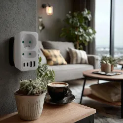 Gniazdko prądowe x2 + 4xUSB Maclean, rozgałęźnik z 2 | PartsPC.pl