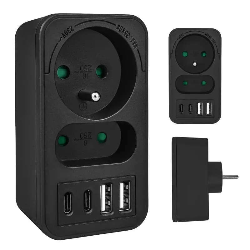 Gniazdko prądowe x2 + 4xUSB Maclean, rozgałęźnik z 2 gniazda… | PartsPC.pl