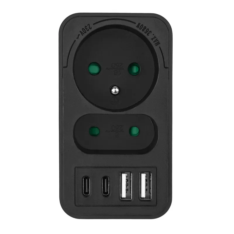 Gniazdko prądowe x2 + 4xUSB Maclean, rozgałęźnik z 2 gniazda… | PartsPC.pl