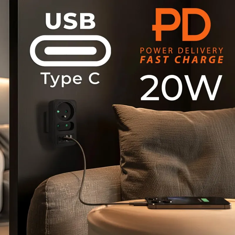 Gniazdko prądowe x2 + 4xUSB Maclean, rozgałęźnik z 2 gniazda… | PartsPC.pl