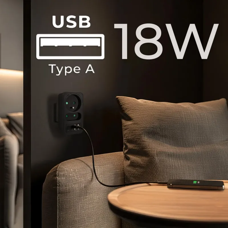 Gniazdko prądowe x2 + 4xUSB Maclean, rozgałęźnik z 2 gniazda… | PartsPC.pl