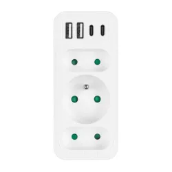 Gniazdko prądowe x3 + 4xUSB Maclean MCE248 F/W, | PartsPC.pl