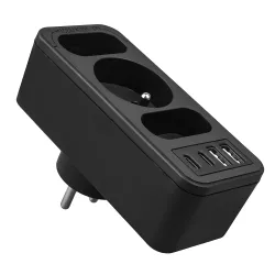 Gniazdko prądowe x3 + 4xUSB Maclean MCE248 F/B, | PartsPC.pl