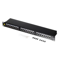 Patch panel 19'' Netrack 24-porty kat. 5e FTP, z półką | PartsPC.pl