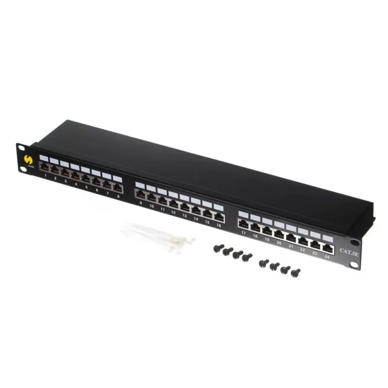 Patch panel 19'' Netrack 24-porty kat. 5e FTP, z półką | PartsPC.pl