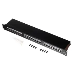 Patch panel 19'' Netrack 24-porty kat. 6 FTP, z półką | PartsPC.pl