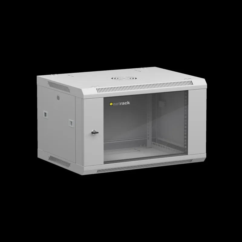 Szafa wisząca 19" Netrack, 6U/600x450mm – szary, drzwi | PartsPC.pl