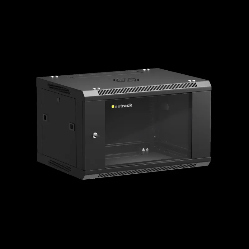 Szafa wisząca 19" Netrack, 6U/600x450mm – czarny, drzwi | PartsPC.pl