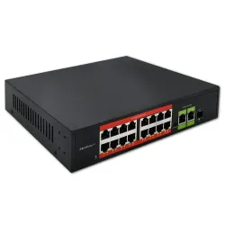 Switch niezarządzalny Qoltec przełącznik sieciowy Fast Ethernet PoE | 16x