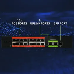 Switch niezarządzalny Qoltec przełącznik sieciowy Fast Ethernet PoE | 16x