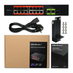 Switch niezarządzalny Qoltec przełącznik sieciowy Fast Ethernet PoE | 16x